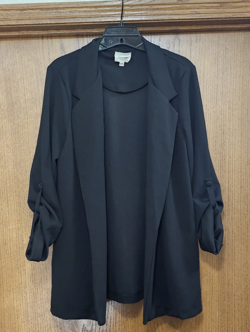 Andree By Unit Black Blazer With Lapel Collar 3/4 Sleeves Size XL